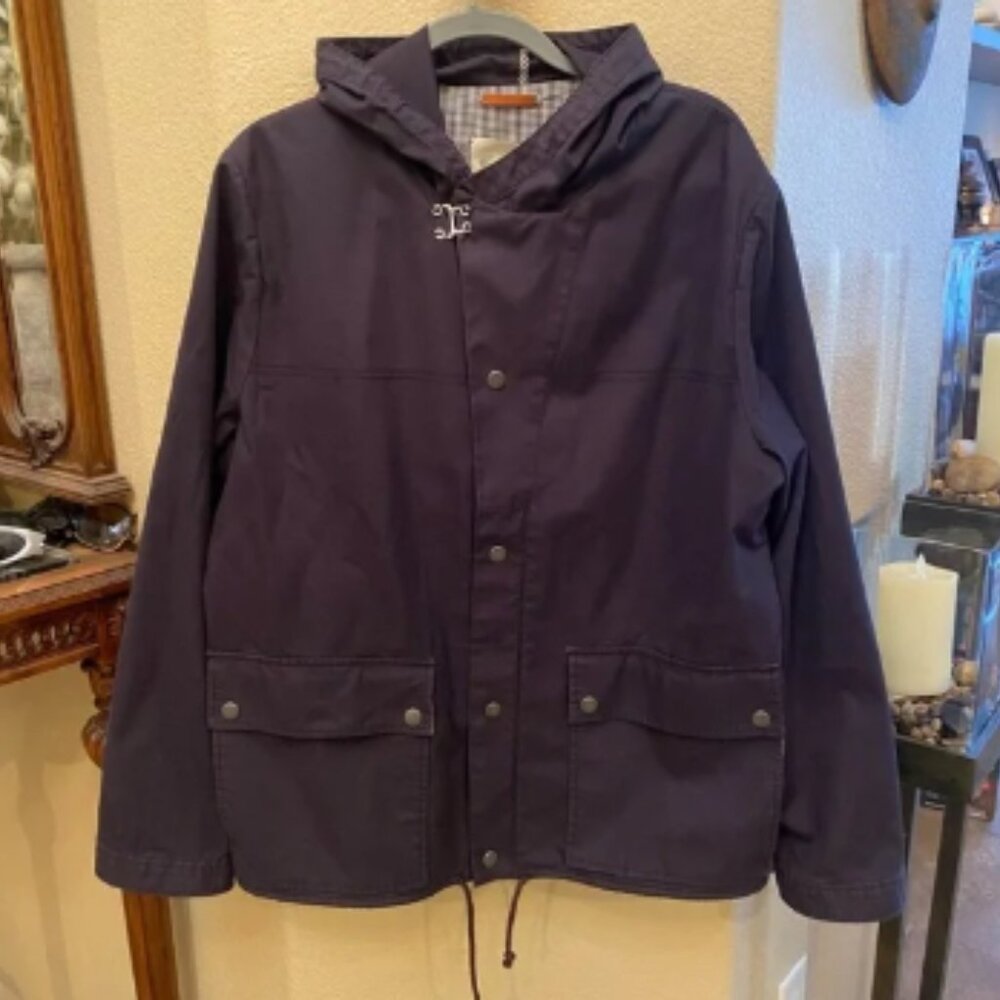TROVATA Women Navy Hoodie Zip Snap Button Jacket Size XL